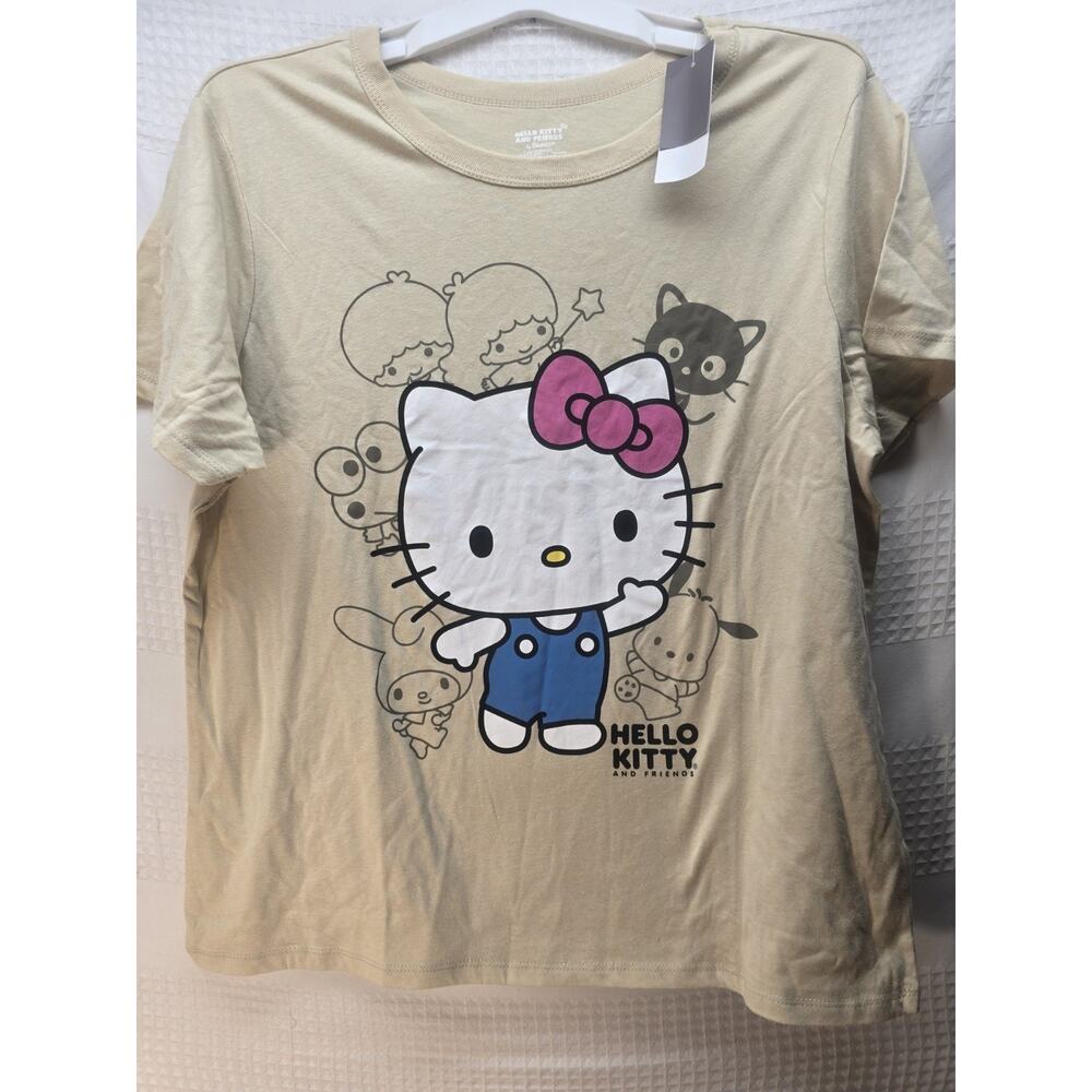 Hello Kitty T-Shirt Womens XL Tan Short Sleeve Graphic Tee 6336